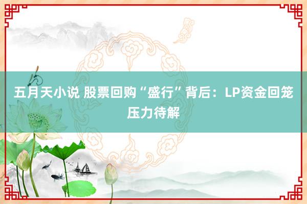 五月天小说 股票回购“盛行”背后：LP资金回笼压力待解