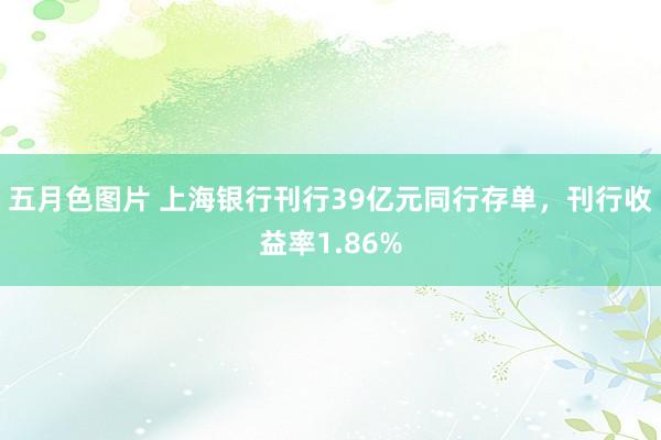 五月色图片 上海银行刊行39亿元同行存单，刊行收益率1.86%