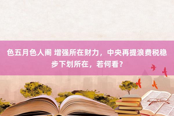 色五月色人阁 增强所在财力，中央再提浪费税稳步下划所在，若何看？