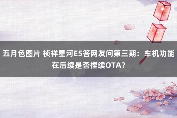 五月色图片 祯祥星河E5答网友问第三期：车机功能在后续是否捏续OTA？