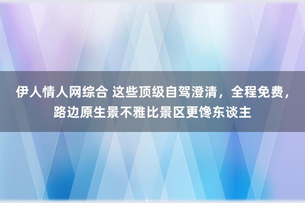 伊人情人网综合 这些顶级自驾澄清，全程免费，路边原生景不雅比景区更馋东谈主