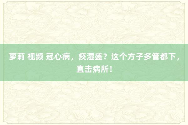 萝莉 视频 冠心病，痰湿盛？这个方子多管都下，直击病所！