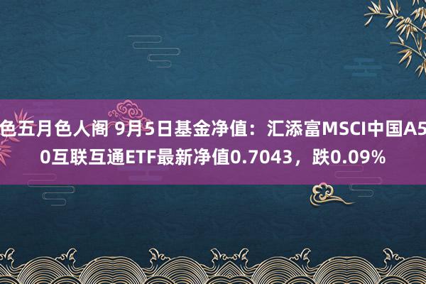 色五月色人阁 9月5日基金净值：汇添富MSCI中国A50互联互通ETF最新净值0.7043，跌0.09%