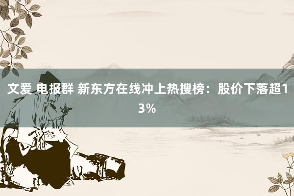 文爱 电报群 新东方在线冲上热搜榜：股价下落超13%