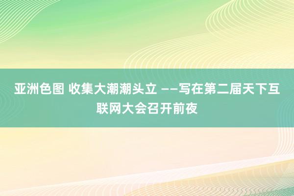 亚洲色图 收集大潮潮头立 ——写在第二届天下互联网大会召开前夜